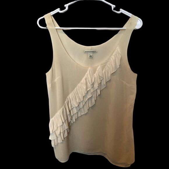 Banana Republic silk tank blouse ruffles cream Small - Picture 3 of 10